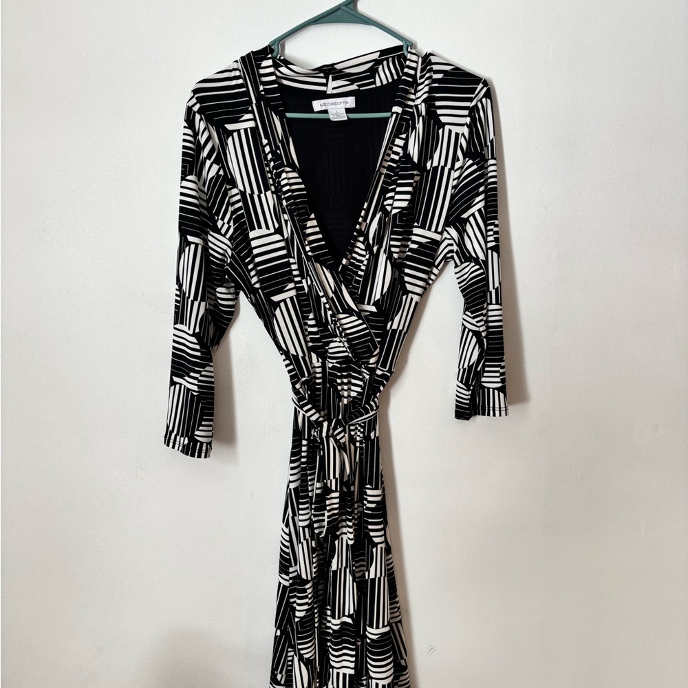 VTG Liz Claiborne Monochrome Long Sleeve Dress